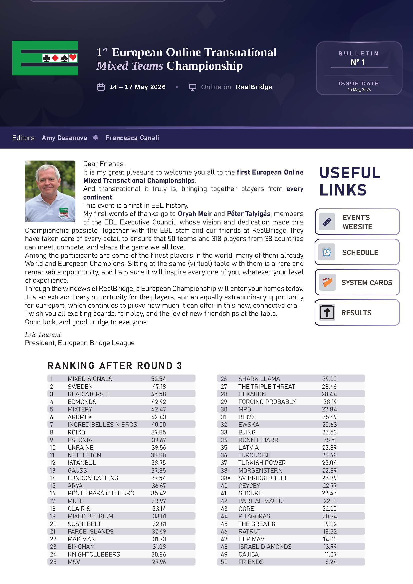 Bulletin No.1 – 15 May 2026